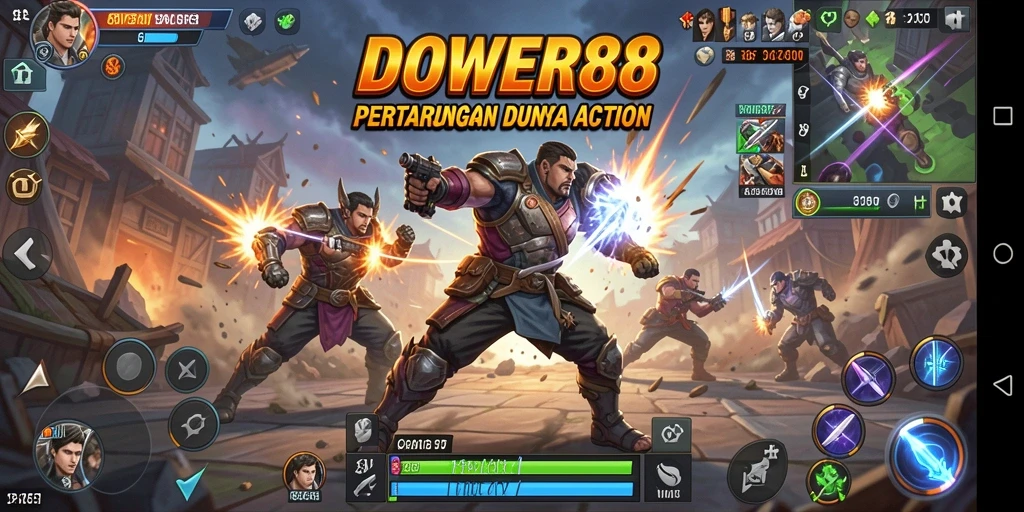 Screenshot DOWER88 menunjukkan aksi pertarungan seru antar karakter.