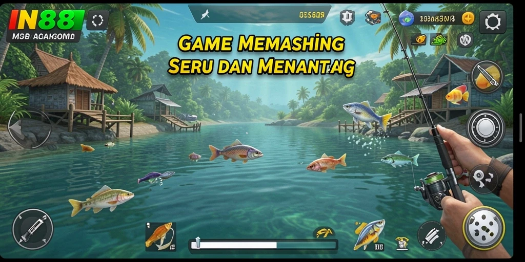 Screenshot gameplay IN88 menampilkan aksi memancing yang seru dan mendebarkan.