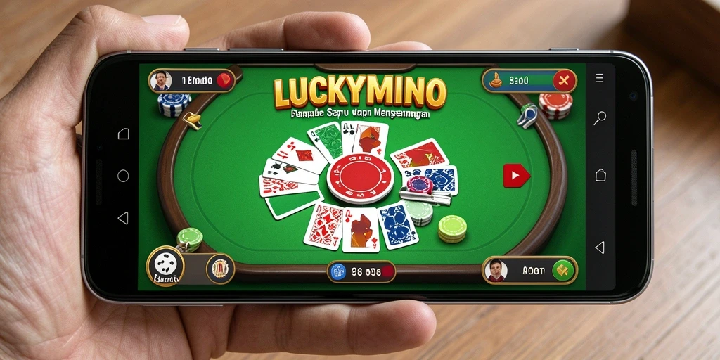Tampilan seru gameplay Gaple di LUCKYMINO dengan teman-teman.