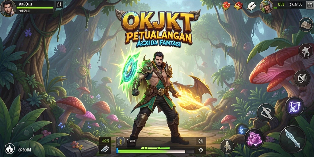 Gameplay seru di dunia fantasi OKJKT yang penuh aksi.