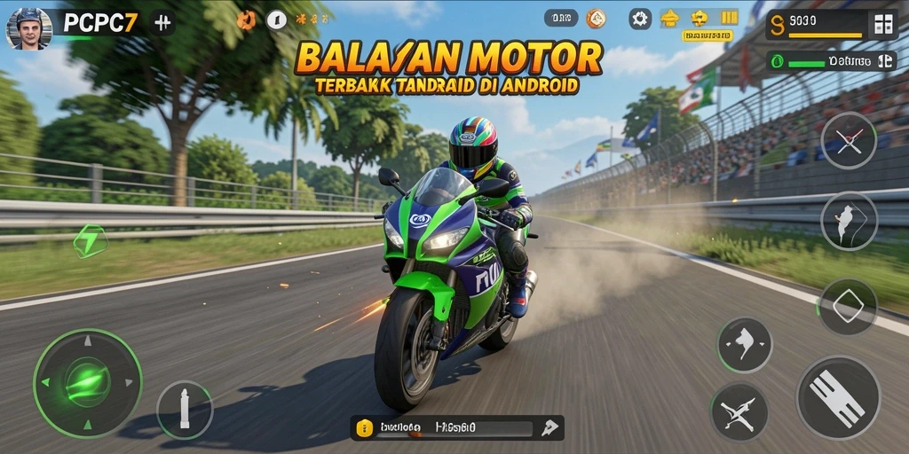 Gameplay mendebarkan dalam game balapan motor PCPC7.